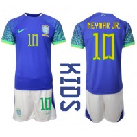 Koszulka piłkarska Brazylia Neymar Jr #10 Strój wyjazdowy dla dzieci MŚ 2022 tanio Krótki Rękaw (+ Krótkie spodenki)